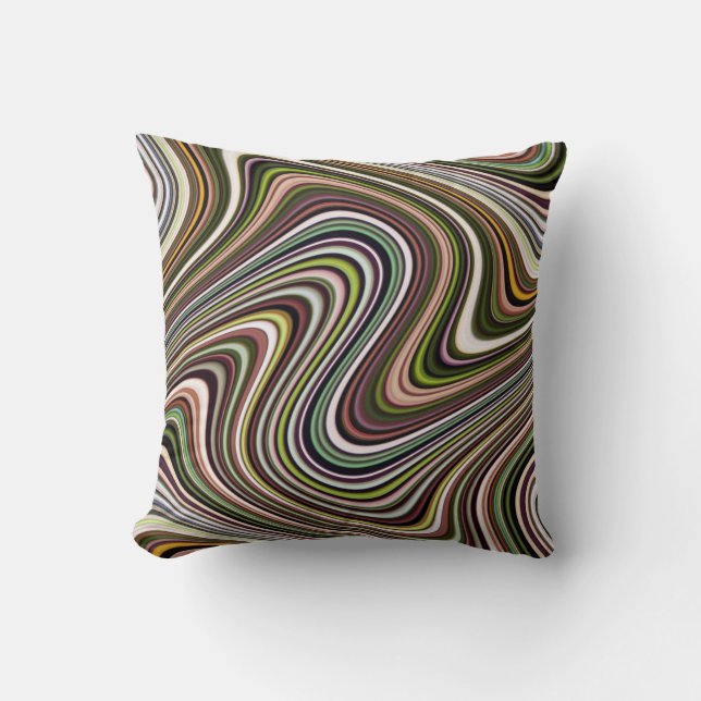 Very Unique Multi-Color Curvy Line Pattern Throw Pillow (Front)