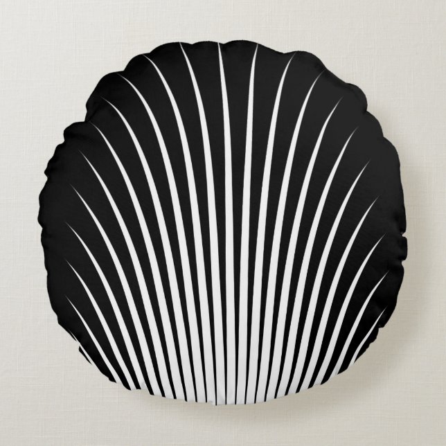 Very Unique White and Black Stripe Pattern Round Pillow (Front)