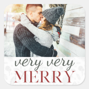 Very Very Merry Typography with Photo Square Sticker