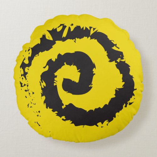 VERY YELLOW SPIRAL Round Throw Pillow