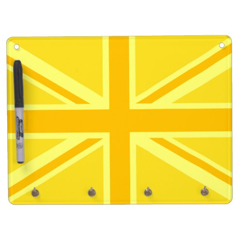 Very Yellow Union Jack British Flag Dry Erase Board With Keychain Holder