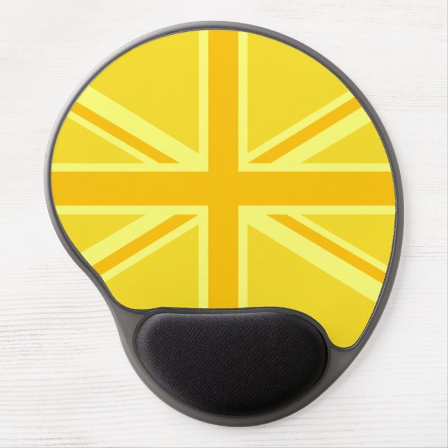Very Yellow Union Jack British Flag Gel Mouse Pad (Front)