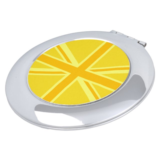 Very Yellow Union Jack British Flag Mirror For Makeup (Turned)