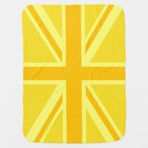 Very Yellow Union Jack British Flag Stroller Blanket