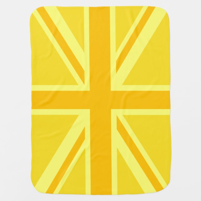 Very Yellow Union Jack British Flag Stroller Blanket (Front)
