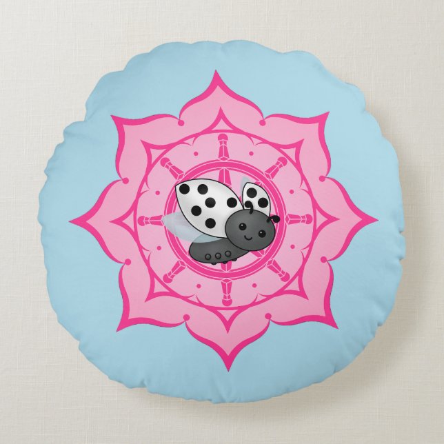Vesak Buddha Ladybug Round Pillow (Front)