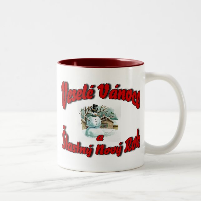 Veselé Vánoce a Šťastný Nový Rok Two-Tone Coffee Mug (Right)