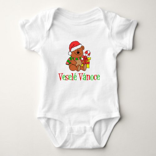 Vesele Vanoce Czech Christmas Bear Baby Bodysuit
