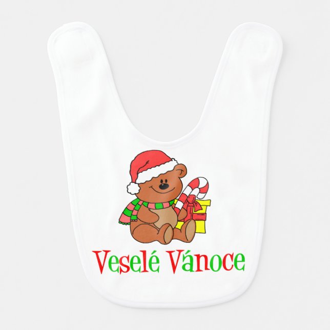 Vesele Vanoce Czech Christmas Bear Bib (Front)