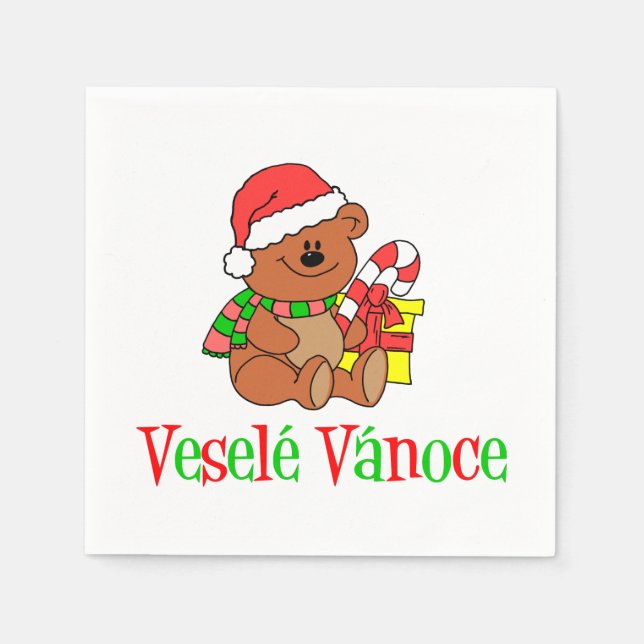 Vesele Vanoce Czech Christmas Bear Napkins (Front)