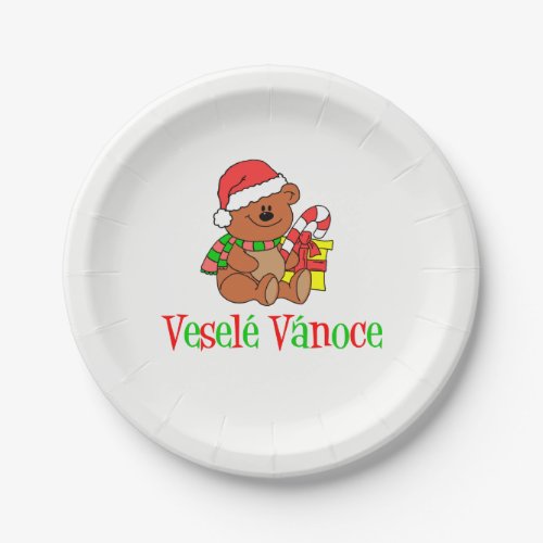 Vesele Vanoce Czech Christmas Bear Plates