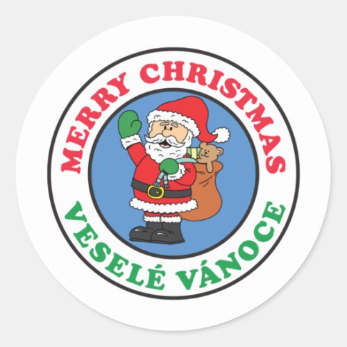 Vesele Vanoce Czech Christmas Santa Classic Round Sticker