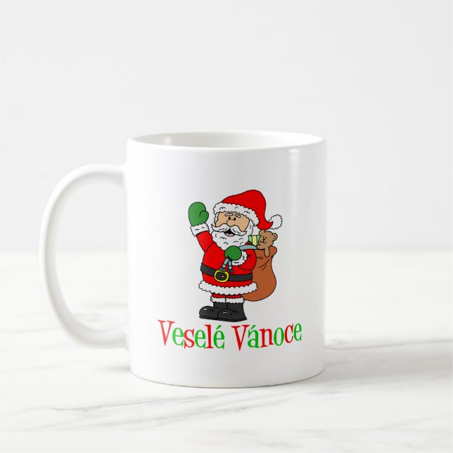 Vesele Vanoce Czech Christmas Santa Coffee Mug (Left)
