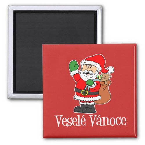 Vesele Vanoce Czech Christmas Santa Magnet