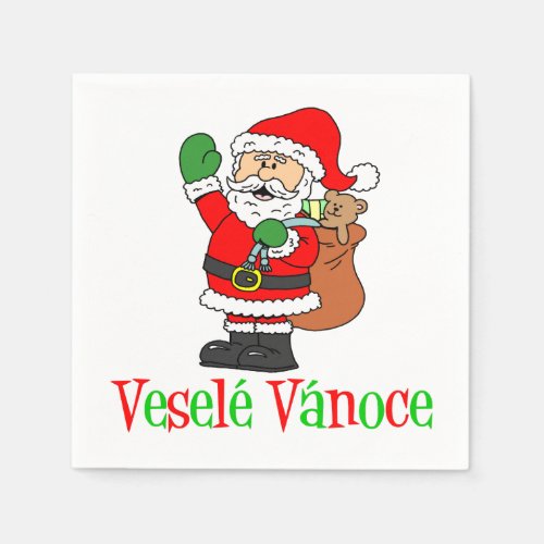 Vesele Vanoce Czech Christmas Santa Napkins
