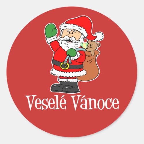 Vesele Vanoce Czech Christmas Santa Red Classic Round Sticker