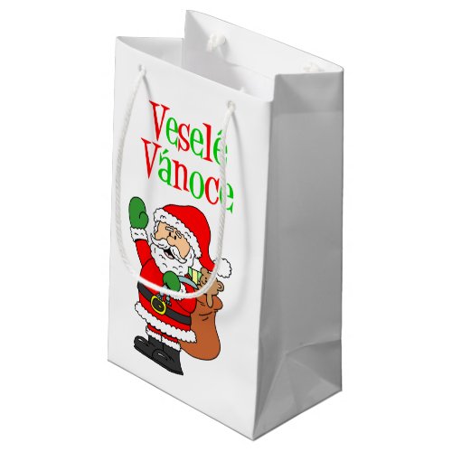 Vesele Vanoce Czech Christmas Santa Small Gift Bag