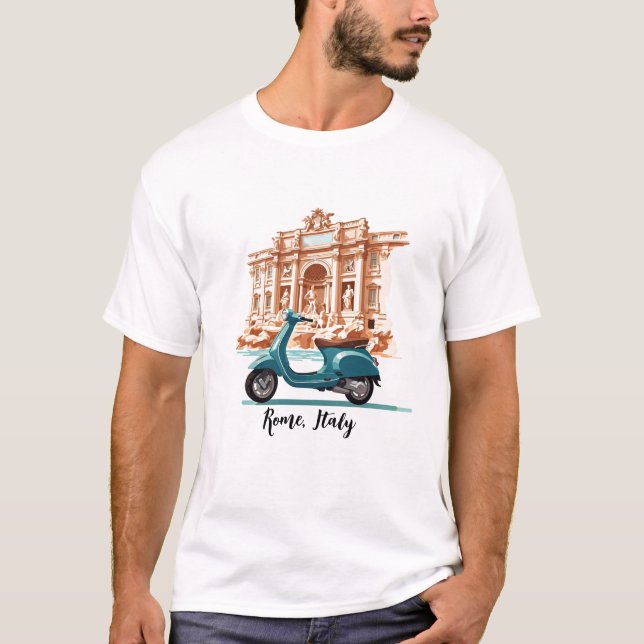Vespa in front of the Trevi Fountain in Rome T-Shirt (Front)