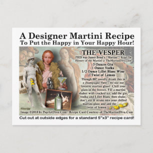 Vesper Martini Recipe Postcard