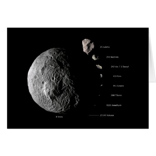 Vesta Compared To Other Asteroids Space Cards (Front Horizontal)