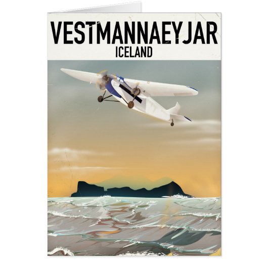 Vestmannaeyjar Iceland travel poster. (Front)