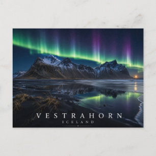 Vestrahorn Mountain Stokksnes Iceland Aurora Postcard