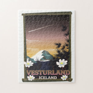 Vesturland Iceland travel poster Jigsaw Puzzle
