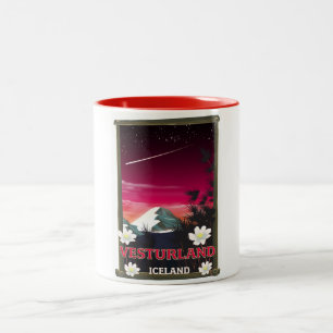 vesturland Iceland travel poster Two-Tone Coffee Mug