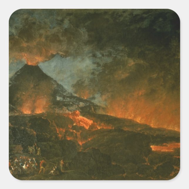 Vesuvius Erupting Square Sticker (Front)