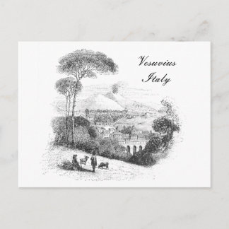 Vesuvius volcano and Naples vintage Postcard
