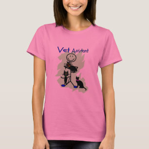 Vet Assistant Stick Person With Black Cats T-Shirt