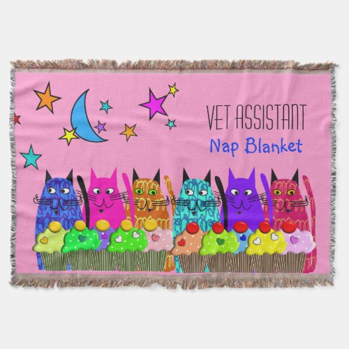 Vet Assistant Woven Blanket Cats Cupcakes