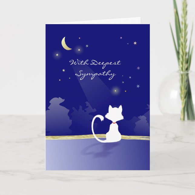 Vet & Business - Cat Sympathy Card - Moon & Stars (Front)