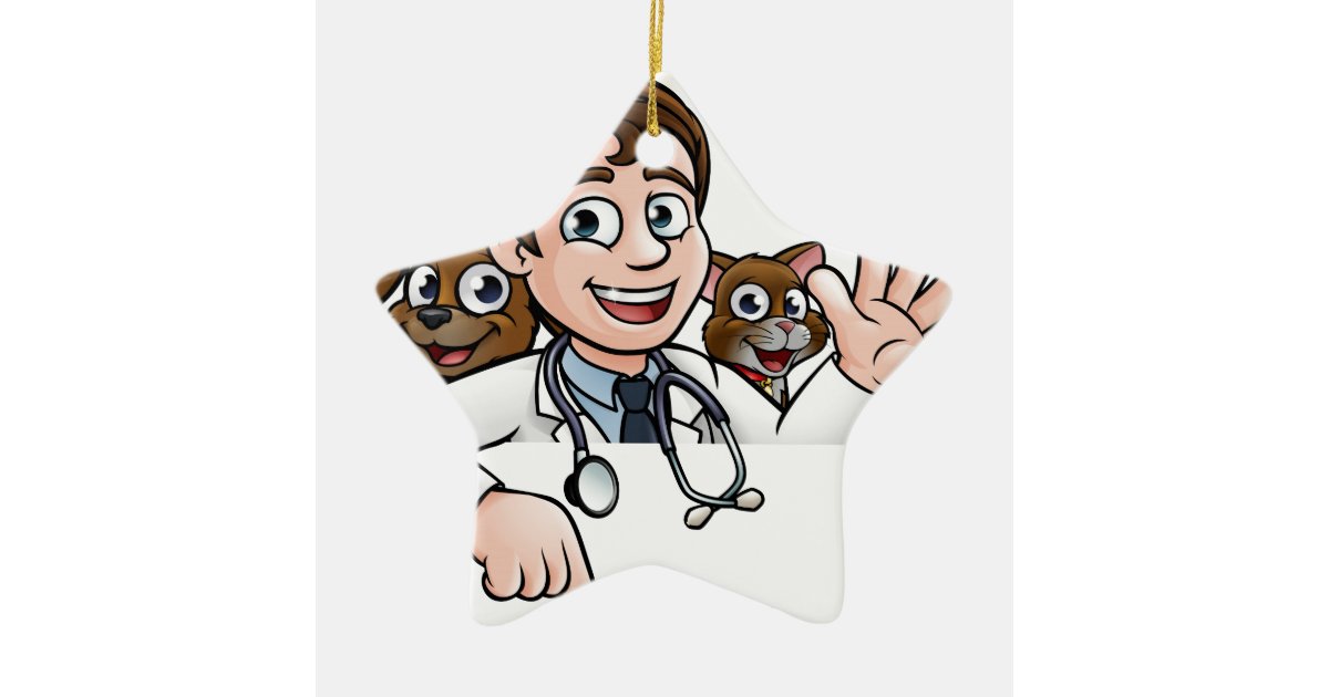 vet cartoon character pointing