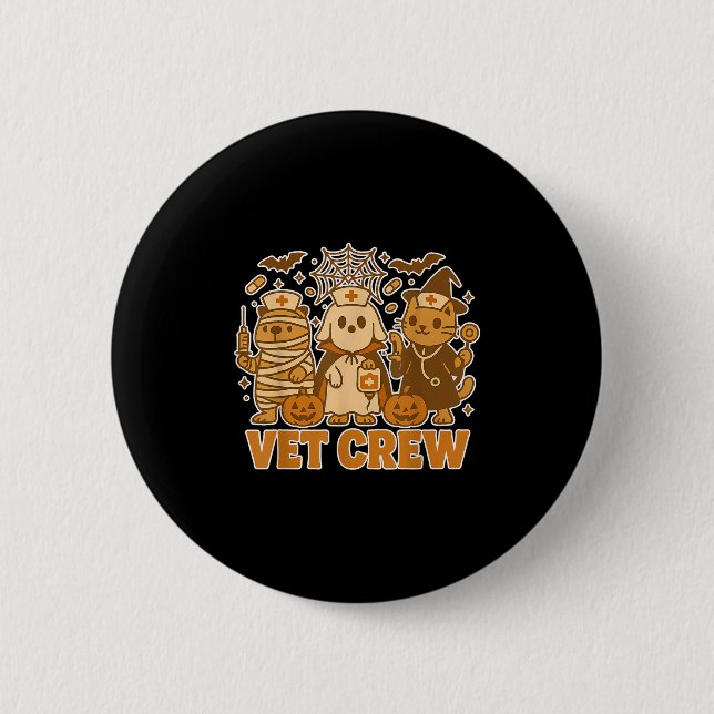 Vet Crew Halloween Costume Dog Cat Capybara Pet Te Button (Front)