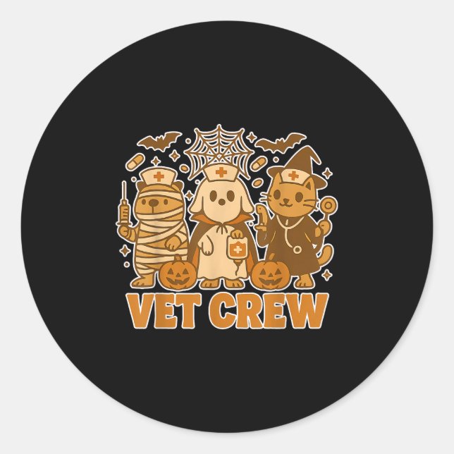 Vet Crew Halloween Costume Dog Cat Capybara Pet Te Classic Round Sticker (Front)