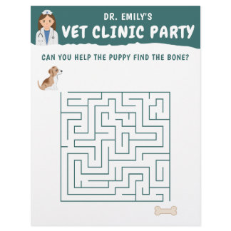 Vet Girl Birthday Party Maze Puzzle Kids' Activity Letterhead