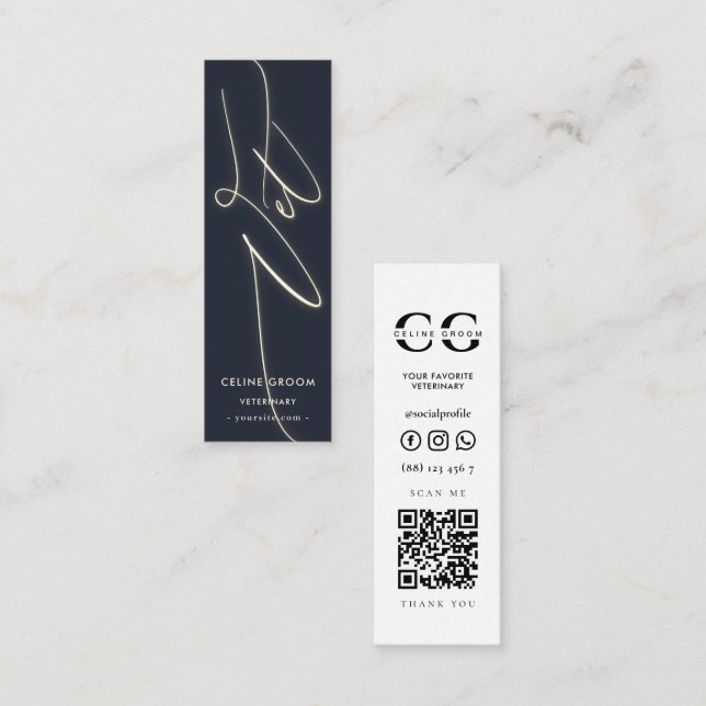 VET Pet Groom Care Dog Expert Veterinarian Qr Mini Business Card (Front/Back)