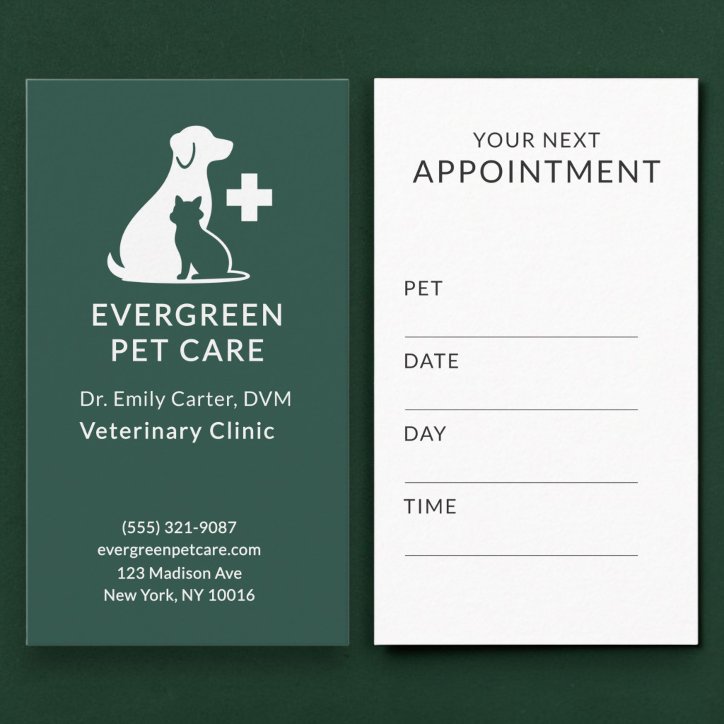 Vet Pet Veterinarian Office Appointment Reminder Business Card