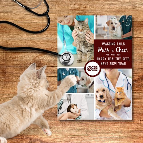 Vet Practice Doctor Logo Photo Collage Xmas Holiday Card