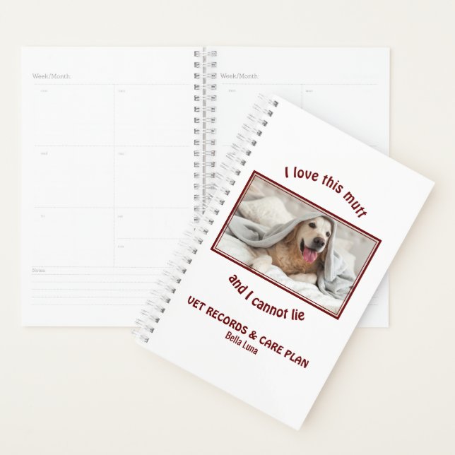 VET RECORDS Personalized Custom Photo CARE PLAN Planner (Display)