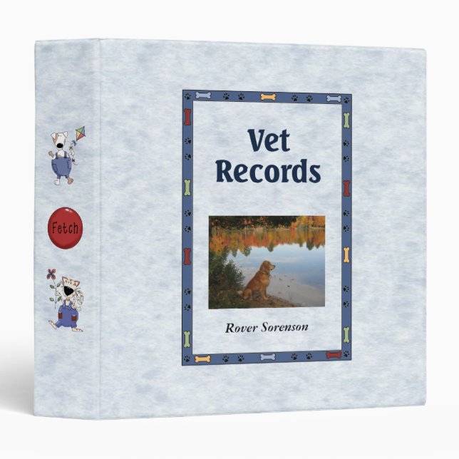 Vet Records Personalized Pet Information 3 Ring Binder (Front/Spine)