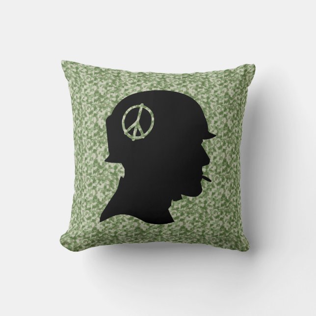 Vet Silhouette Camo Throw Pillow (Front)