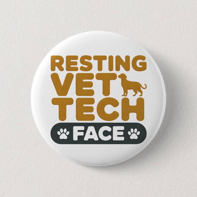 Vet Tech Aesthetic Cute Cats Dogs Paw Button (Front)