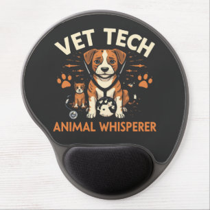 Vet Tech Animal Whisperer Cute Puppy Stethoscope Gel Mouse Pad