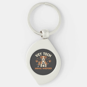 Vet Tech Animal Whisperer Cute Puppy Stethoscope Keychain