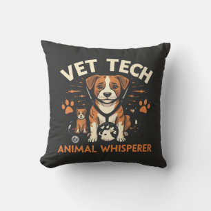 Vet Tech Animal Whisperer Cute Puppy Stethoscope Throw Pillow