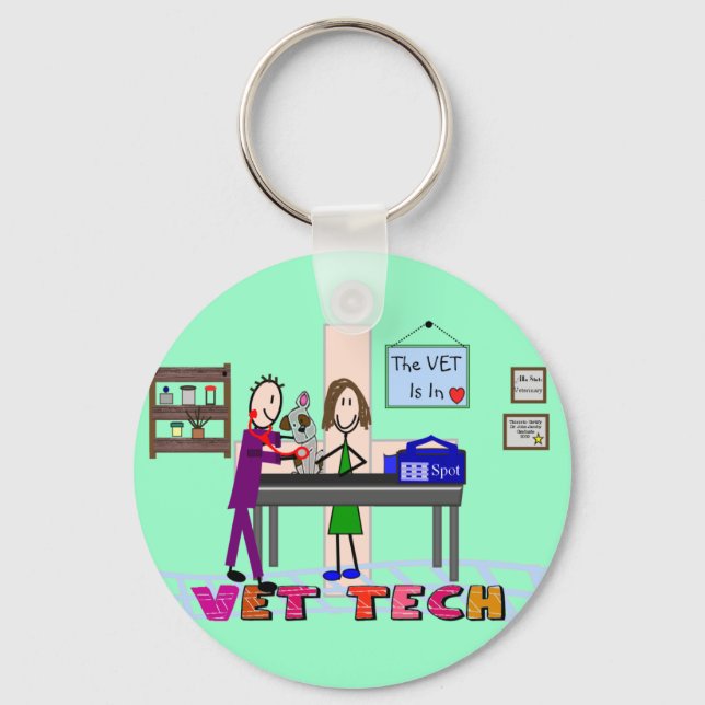 Vet Tech Art Gifts Keychain (Front)
