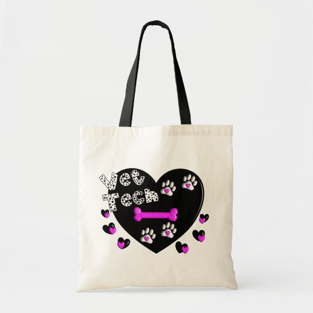 Vet Tech BLACK AND WHITE HEARTS Tote Bag (Front)