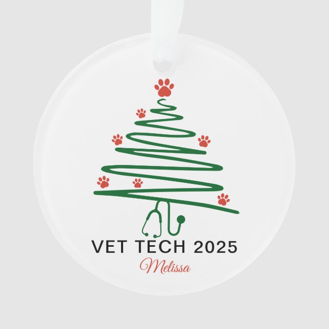 Vet Tech Christmas Tree  Ornament (Front)